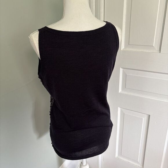 Eileen Fisher Merino Wool Purple Sequin Tank Top Shell Scoop Neck Size Small - Picture 3 of 6